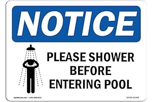 OSHA Notice Sign: Shower Before Entering Pool