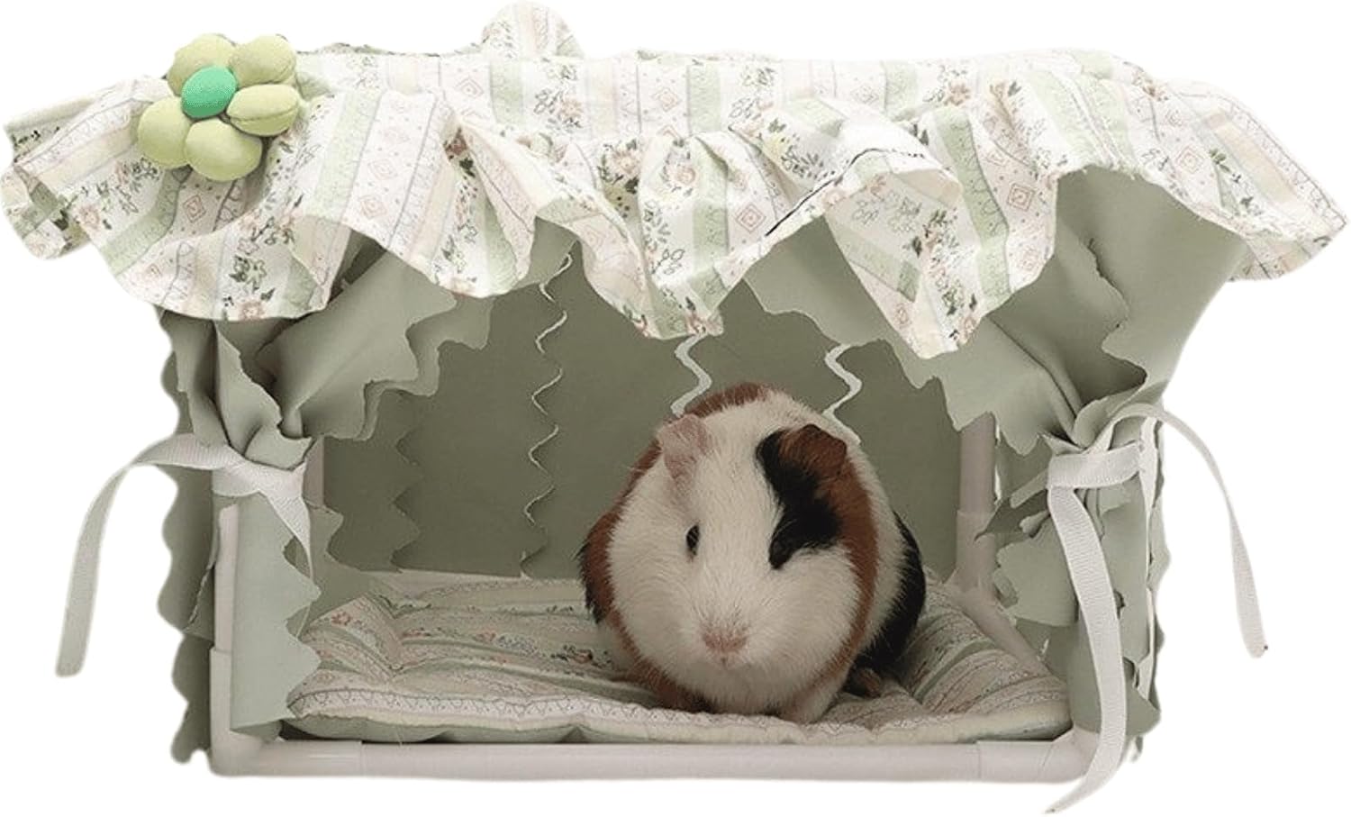 Guinea Pig Bed, Small Animal Bed Guinea Pig Hideout Sleeping Bed for Chinchilla Hamster Rat Guinea Pig Tent with Cushion for All Seasons (Green)