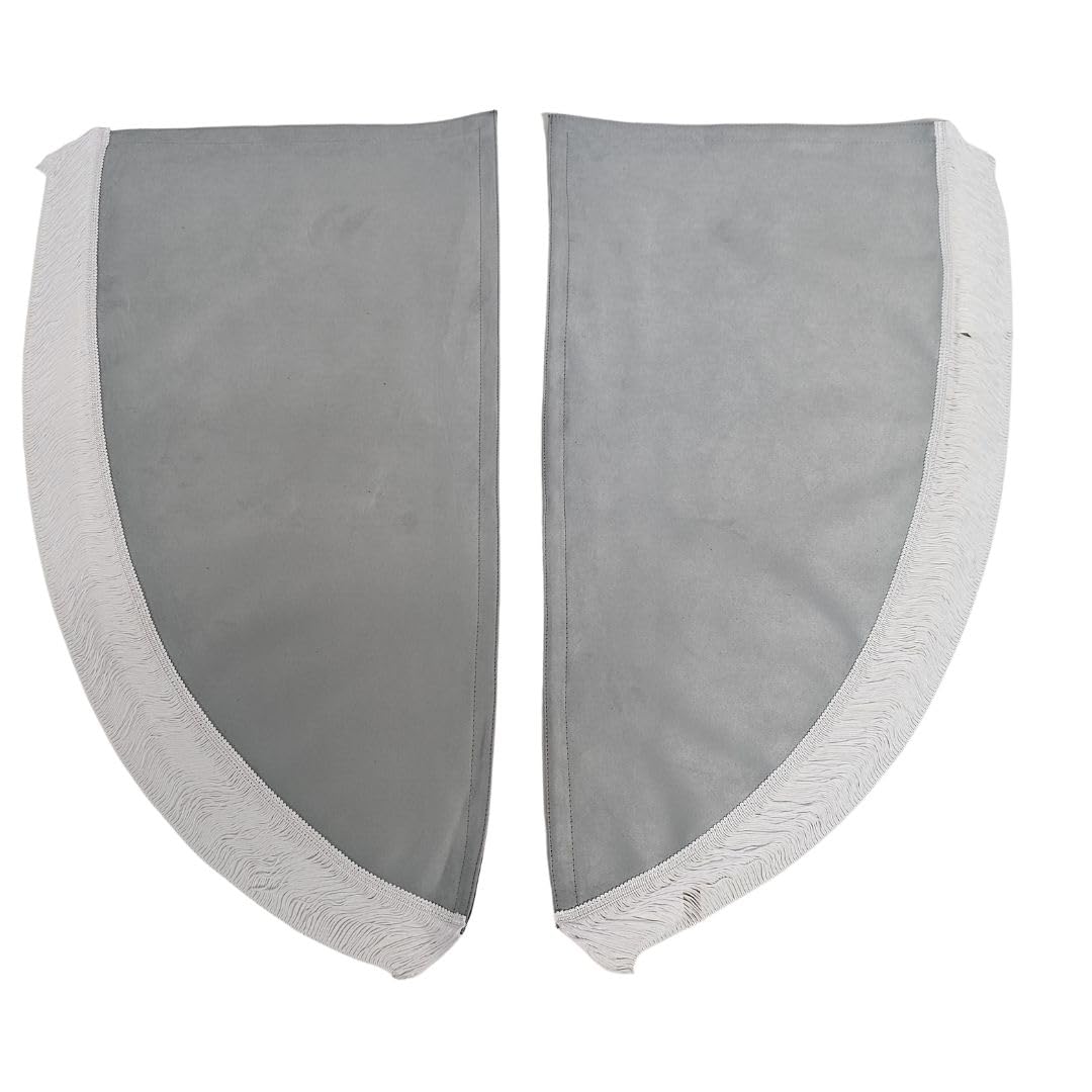 Rideaux de camion avec franges style bicolore gris et blanc