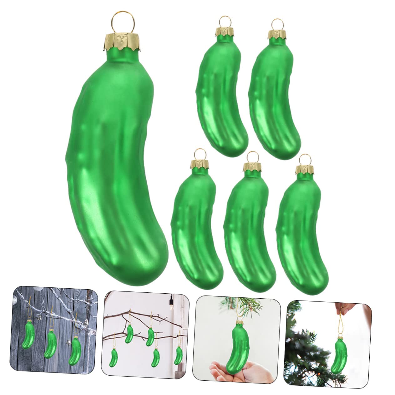 Zerodeko 18pezzi Pendenti Di Cetriolo Decorazione Realistica Per Albero Di Natale e Portachiavi Accessorio Festivo Per Decorare Casa e Tavolo