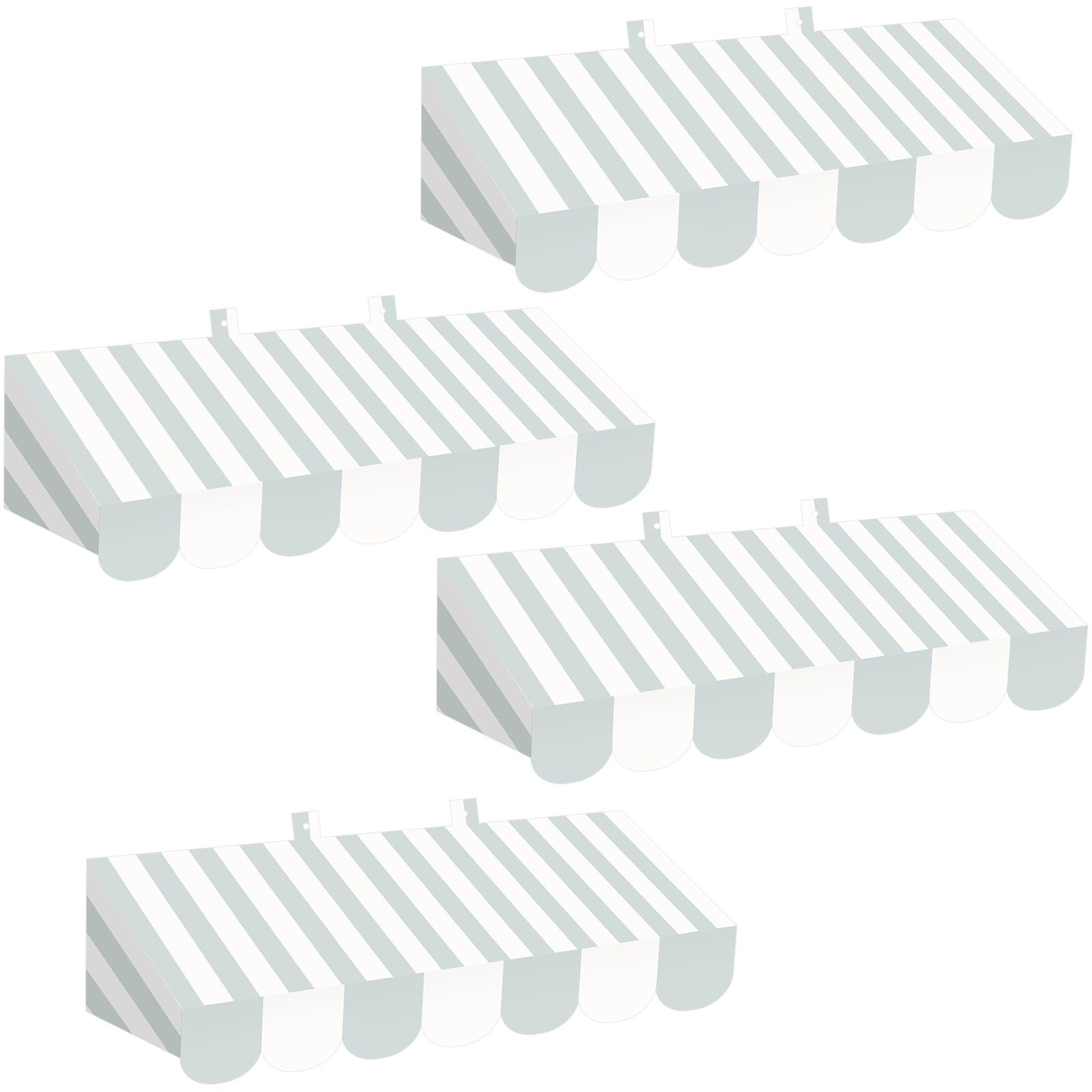 Tallew 4 Pcs 3D Cardboard Awning Wall Decor, Stripe, Gray White