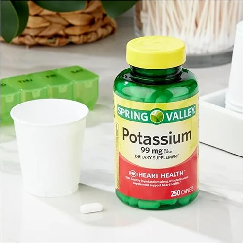Miniatura 5 de Spring Valley Potassium 99 mg cápsulas para función cardíaca nerviosa y muscular 250 unidades  imán para nevera STS Home