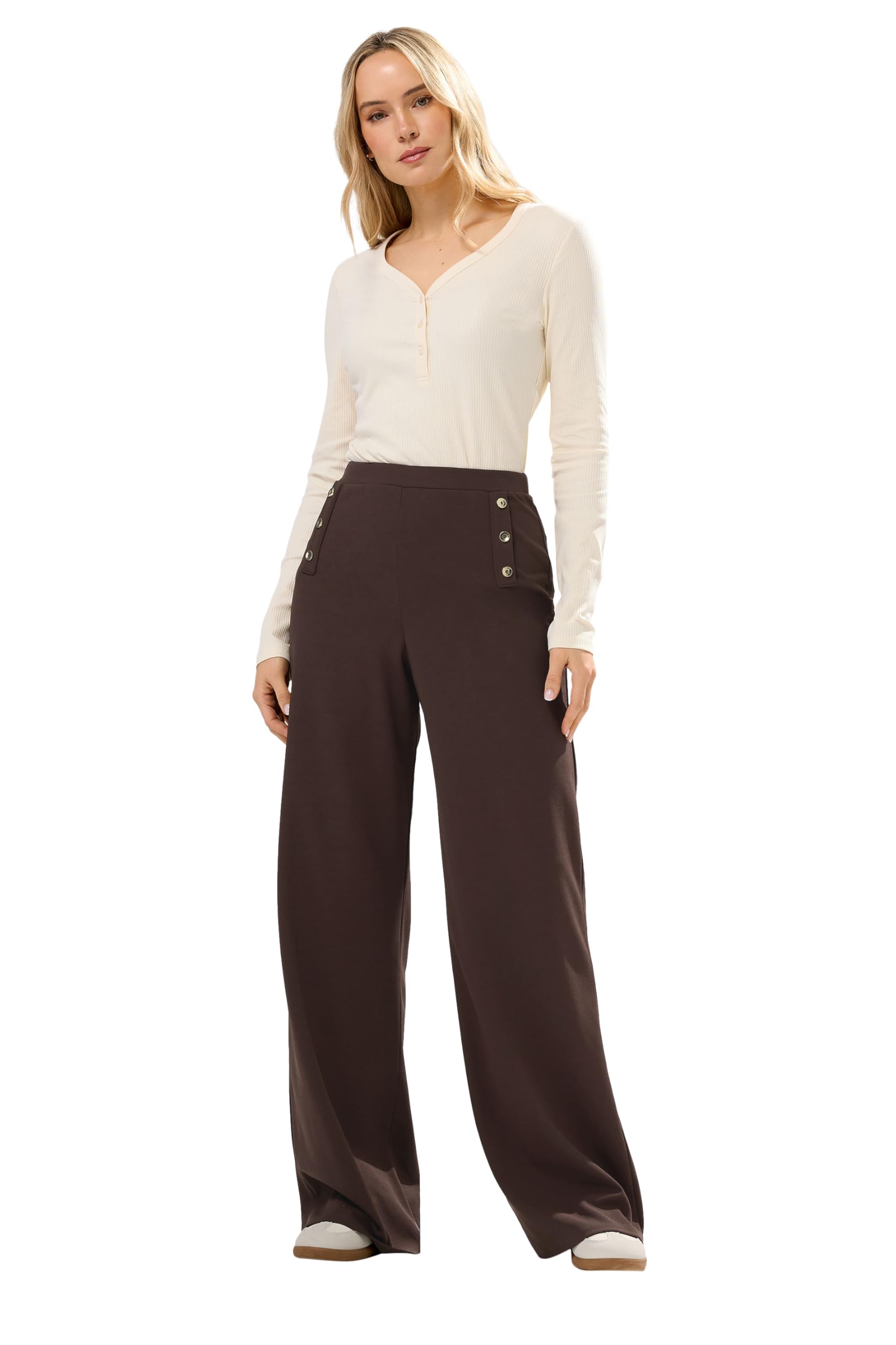 Lts Women's Brown Tall Chocolate Military Wide Leg Trousers Size Long 22