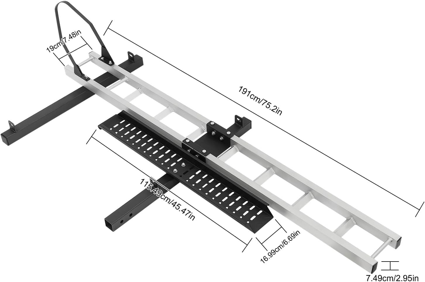 Aluminum Motorcycle Hitch Carrier for Dirt Bikes - 400LBS Capacity, Double Bracing, Crank Arm Brackets & Practical Straps, Easy Loading Ramp, Heavy-Duty Trailer Hitch Adapter
