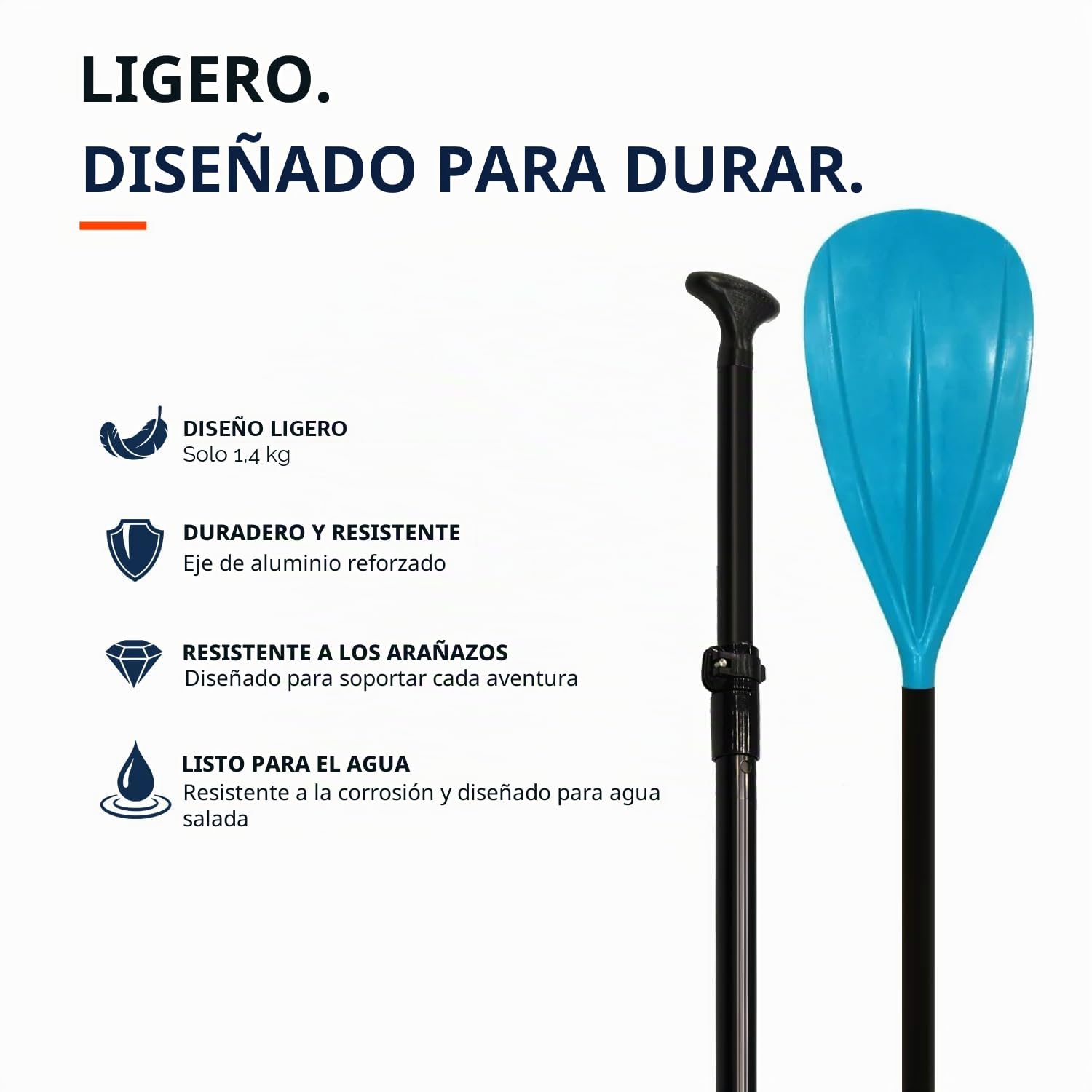 WOW Pádel 2 en 1 Paletas de Aluminio Stand Up Paddle Rame 4 Piezas Desmontables | Pádel Doble Pádel Ajustable | Pádel Paddle - Sup Fácil de Transportar WalkOnWater