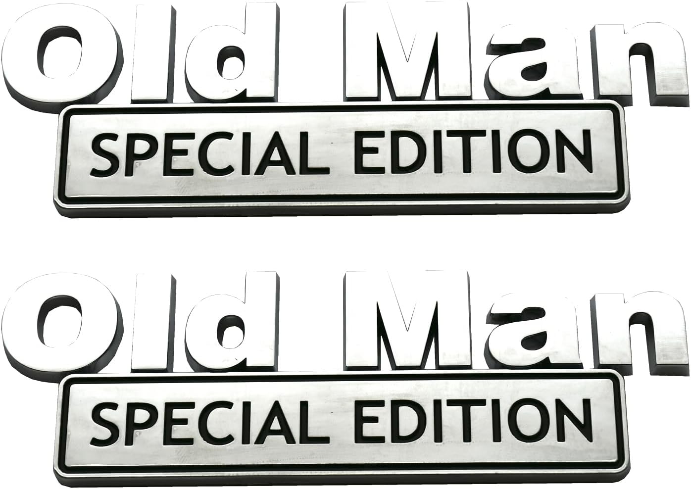 2pack Big Old Man Special Edition Emblems 3D Badge Decal Car Truck Replacement Compatible with Universal Vehicle, Truck, SUV, Decal Sticker Strong Adhesive 5.9 inch Long (Chrome)