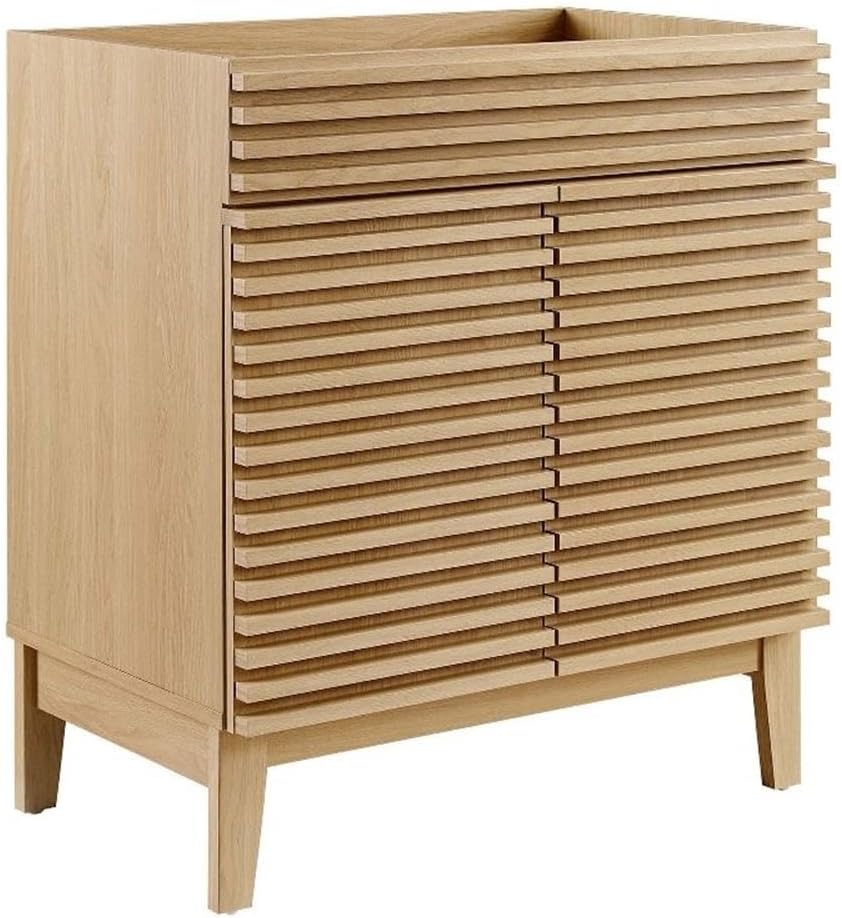 30" Bathroom Vanity in Oak-Sink Basin Not Included, Wood