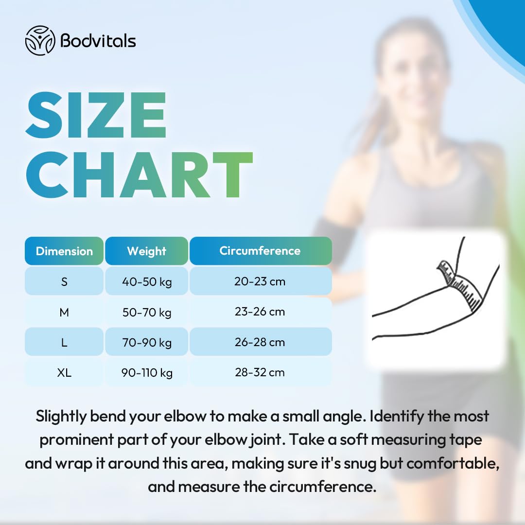 BODVITALS Elbow Compression Sleeve | Elbow Brace for Tendonitis and Tennis Elbow for Women | Arm Supports Golfer Elbow Support | Elbow Pain Relief for Women & Men | Tennis Elbow Brace (Black, S)