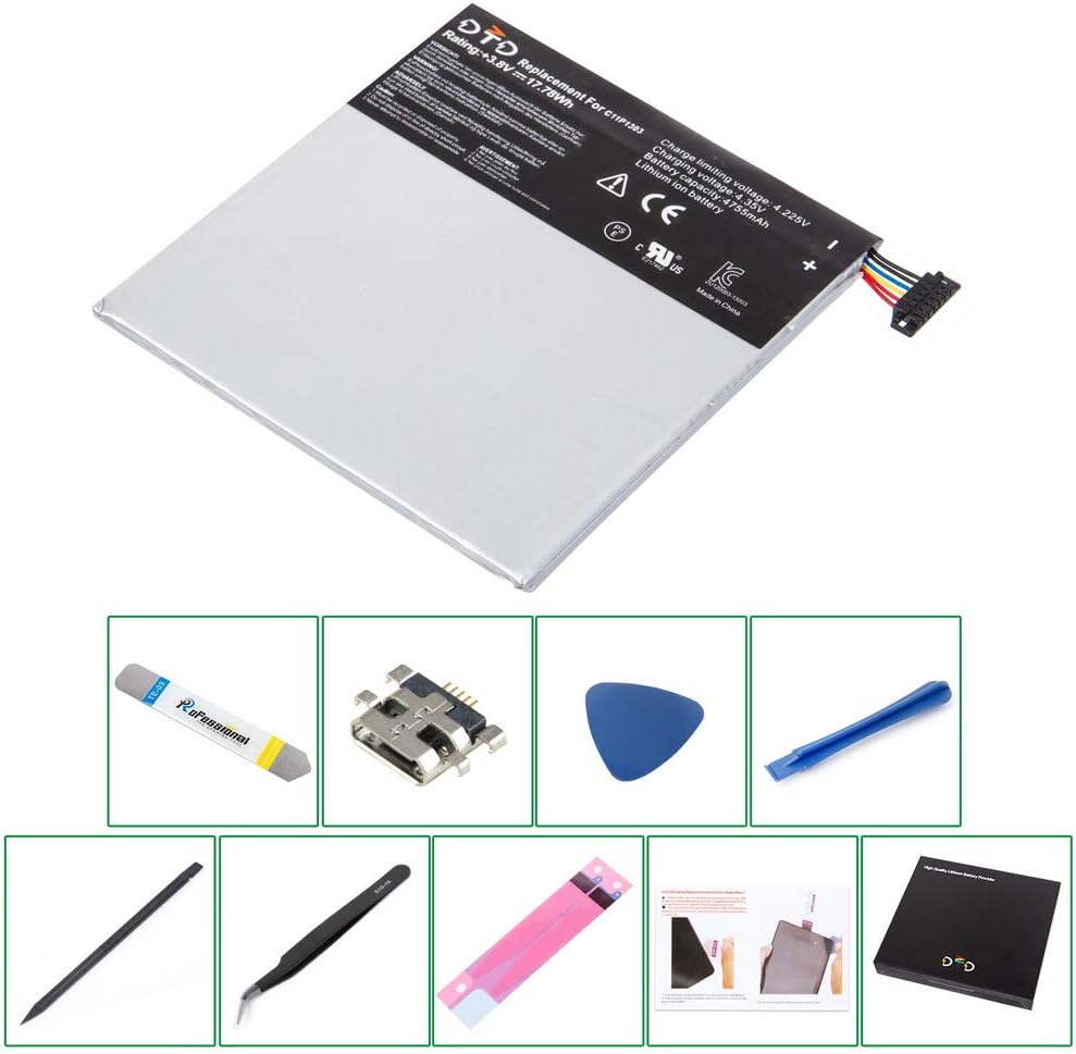 DTD 0 Cycle 4755mAh 17.78Wh C11P1303 Replacement Battery for Asus Google Nexus 7 2013 2nd Gen II Tablet and Tools+Charging Connector