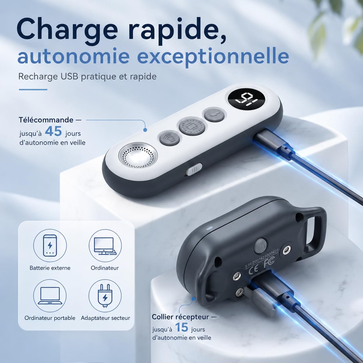 Collier Dressage Electrique Chien Portée 1200m, Collier Anti-Aboiement | 1-16 Niveaux Entraînement, Étanche Rechargeable, 3 Modes de Dressage BIP Vibration Choc, Adapté à Tous Les Chiens