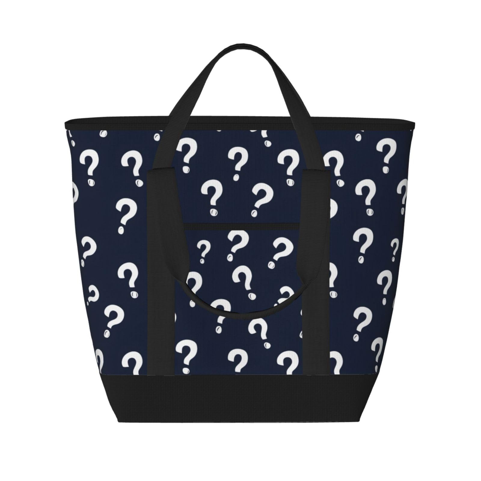 Grand sac isotherme doux imprimé point d'interrogation blanc et réutilisable - 8