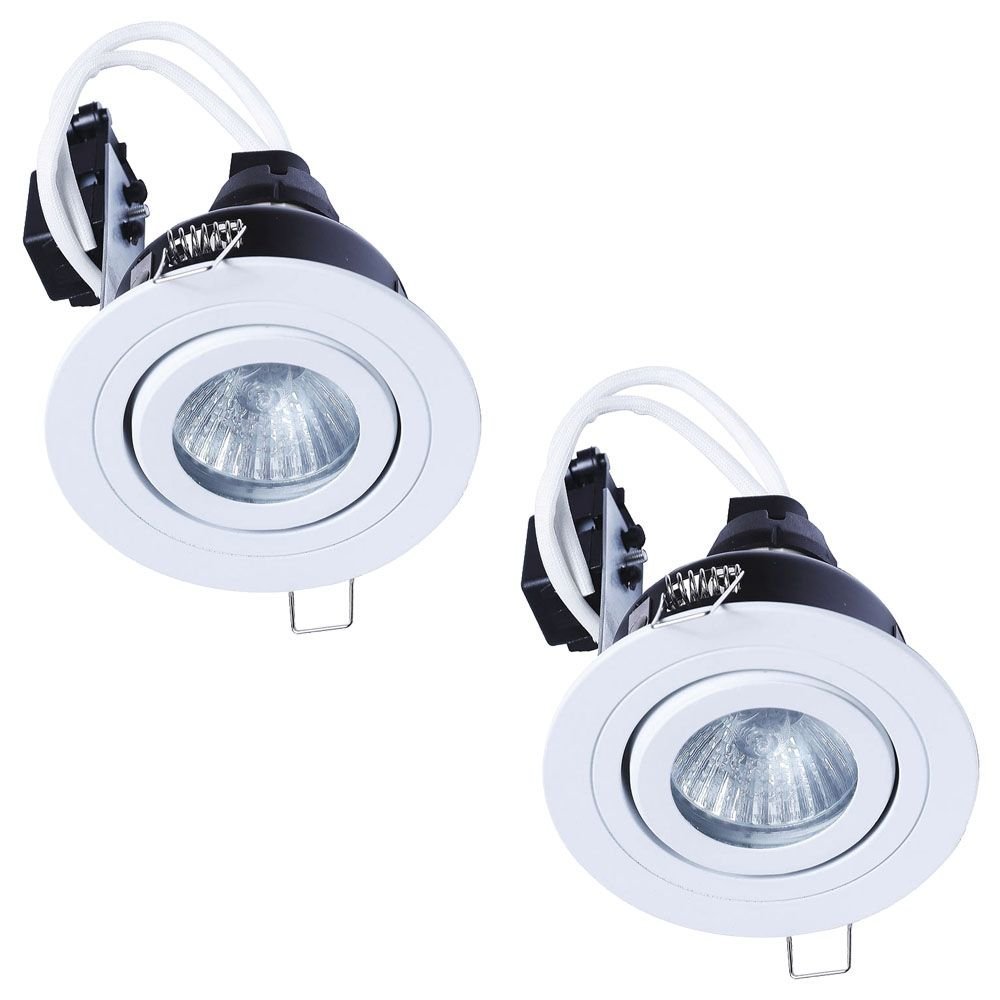 Litecraft White Recessed Downlight Ip65 Rated Tiltable Spotlight - (Matte Pack Of 2)