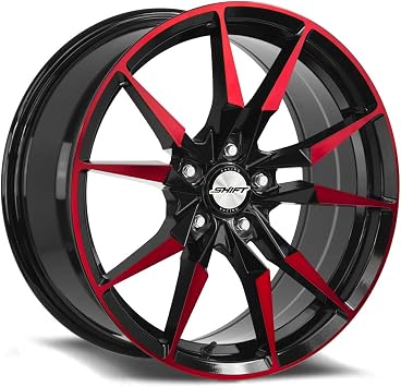 Shift WHEELS Blade Custom Wheel - 17x7.5, 35 Offset, 5x120.65 Bolt Pattern, 72.6mm Hub - Gloss Black with Machined Candy Red Face Rim