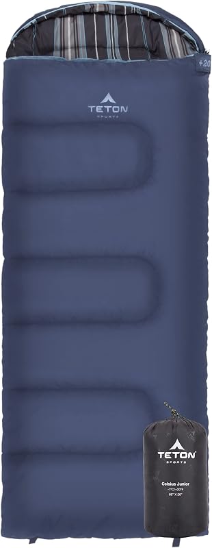 Sacos de dormir Teton Junior, 20 grados y 0 grados. Por último, un saco de dormir para niños, niñas y todos los niños, cálido y cómodo, apto para todo tipo de clima y diseñado para durar.