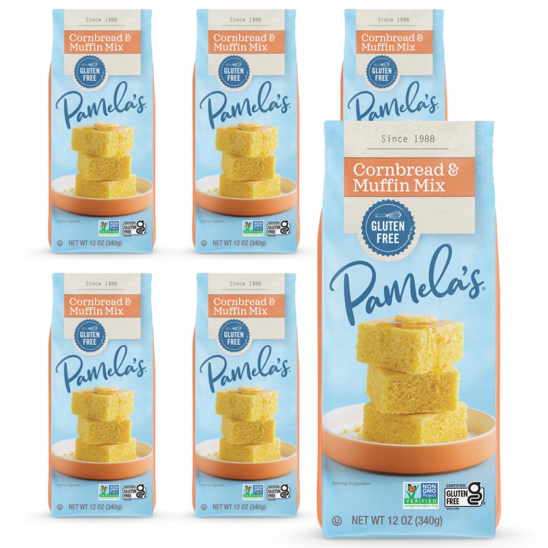 Pamela's Products Gluten Free Cornbread & Muffin Mix , 12 Ounce Bags (Pack of 6)