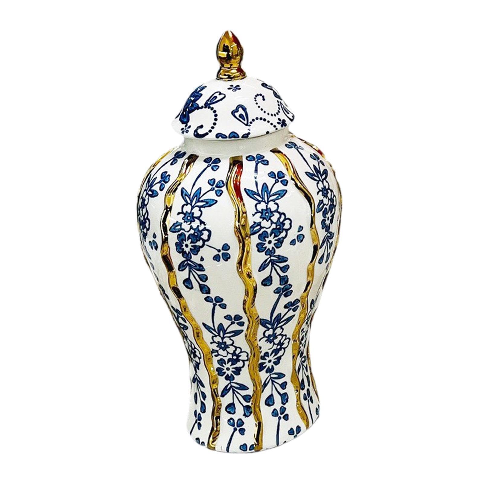 Yixannx Dapper Porcelain Ginger Jar With Lid Elegant Ceramic General Jar Keeping Kitchen Items Organized And Pure Porcelain Ginger With Lid Ornament Chinese
