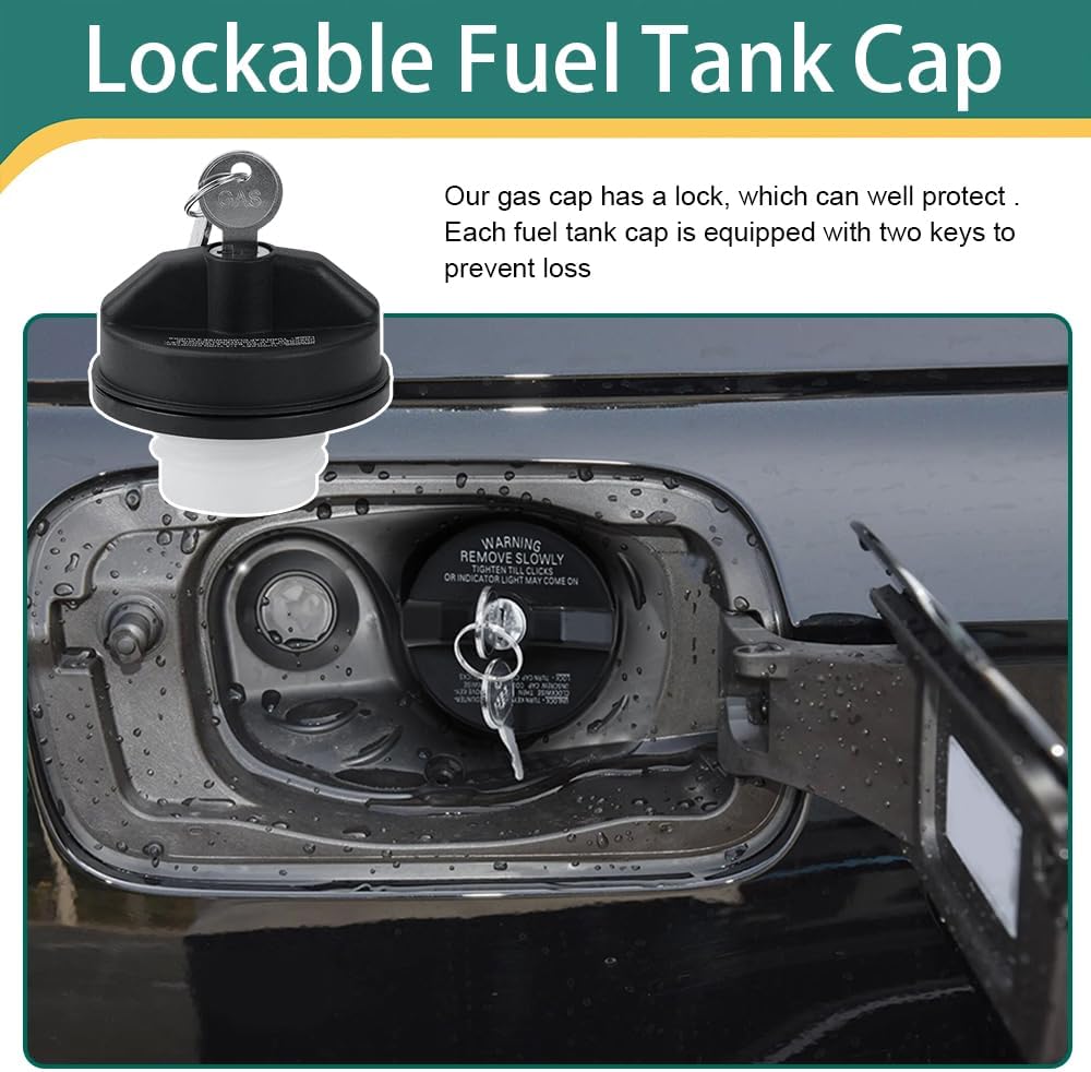 Locking Gas Cap, Automotive Replacement Fuel Tank Caps, Plastic Locking Fuel Tank Cover with 2 Keys Compatible With Chevy Honda GMC Toyota, Replaces OEM#10504, 77300-47020, 31780, 12495845