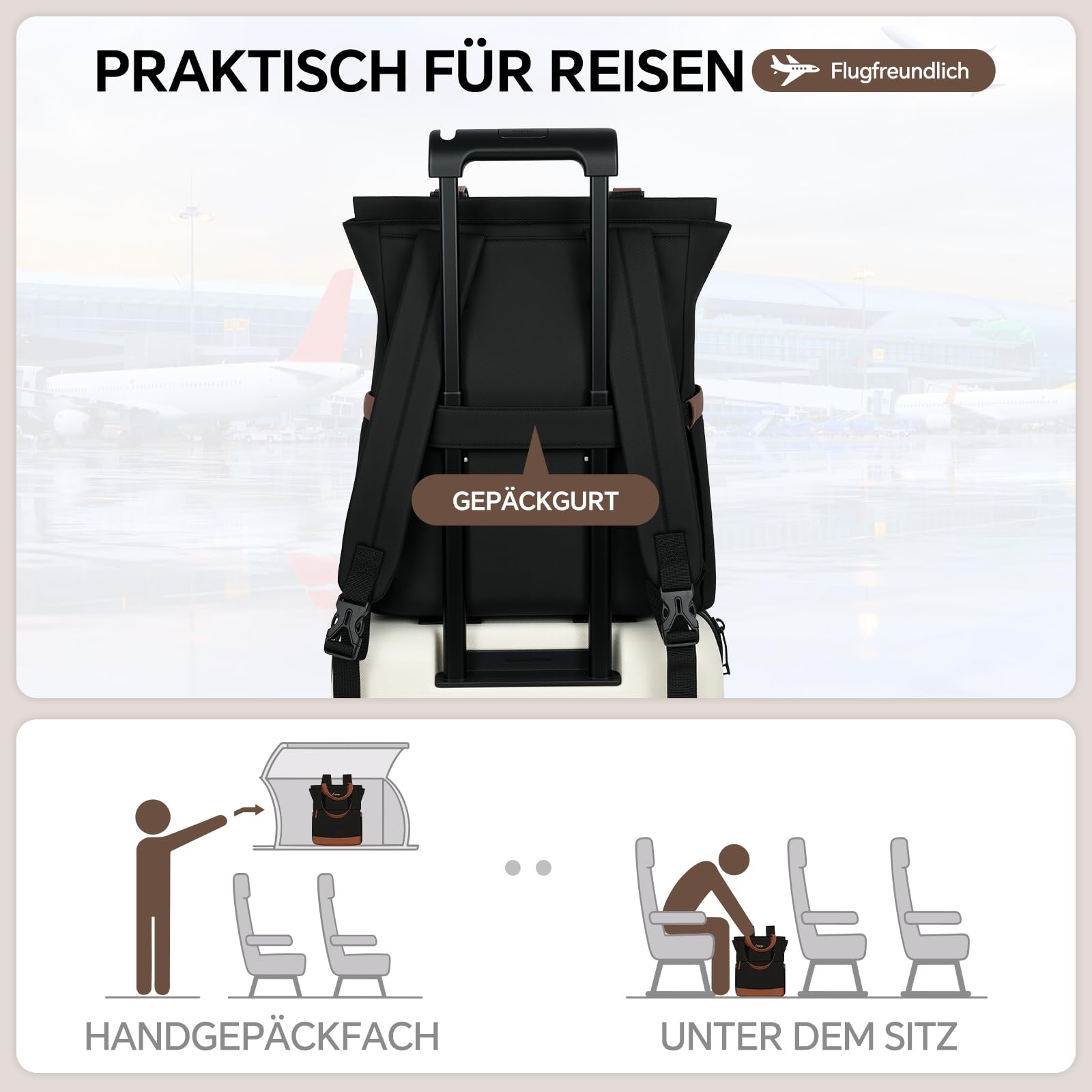 EMPSIGN Laptop-Rucksack Damen 15.6 Zoll Convertible Tasche für Büro