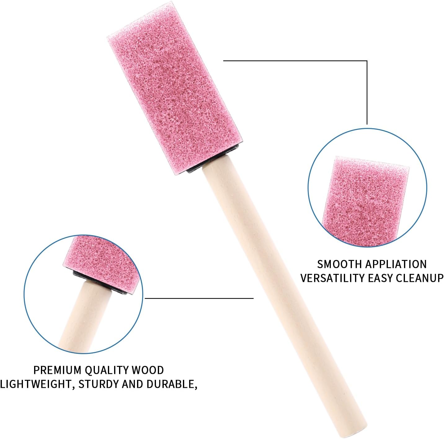 1" Foam Paint Brushes, 100 Pack, 1-Inch Painting Sponges (Pink) image 4