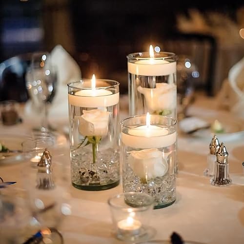 Miniatura 5 de Velas flotantes blancas de 6 horas de 2.0 pulgadas, sin perfume, velas flotantes de cera de agua para piscina para jarrones cilíndricos, centros de