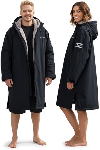 Owntop Swim Parka Kids Adult | Waterproof & Sherpa Lining | Velcro Arm Patch | Oversized Hooded Surf Poncho Changing Robe