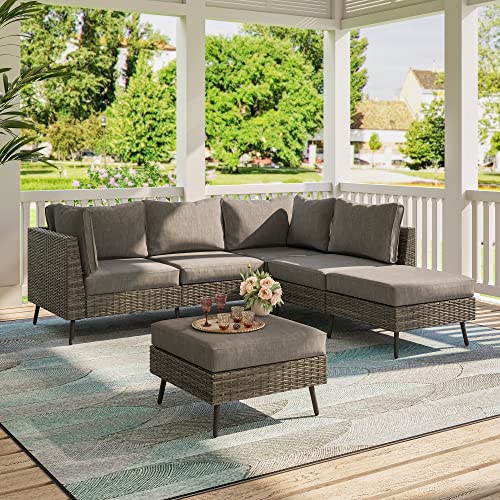 image for LAUSAINT HOME Outdoor Patio Furniture, 6 Piece Outdoor Sectional Sofa 