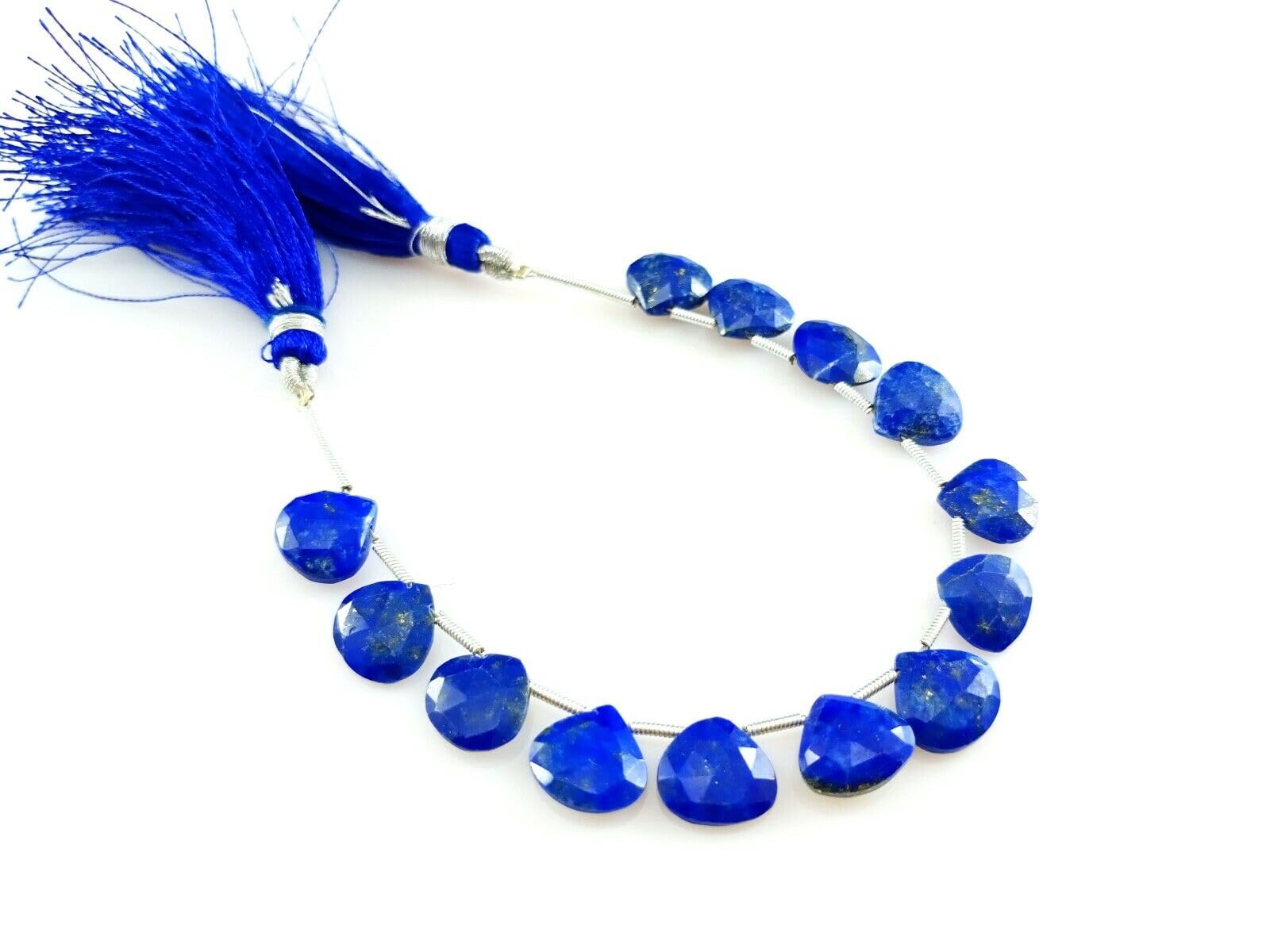 Perles en lapis-lazuli naturel à facettes 10-11mm | Fil pour fabrication de bijoux DIY