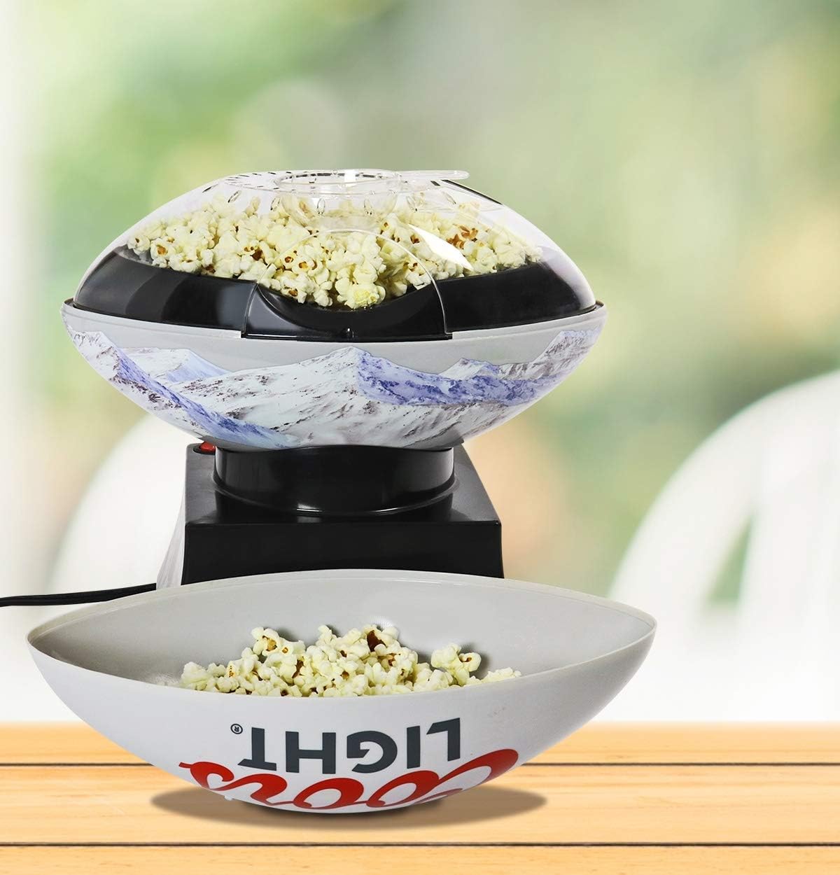 Coors Light Hot Air Popcorn Maker, Football Shaped Air Popper, with Serving Bowl, Kernel Measuring Cup, Butter Melter, Makes Healthy Snacks with No Oil or Microwave, for Movie Nights and Sports Fans