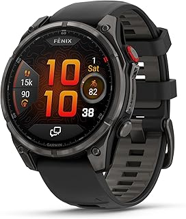 Garmin fēnix® 8 Pro, 47mm, AMOLED Display, Premium Connected Multisport GPS Smartwatch, inReach® Technology, Sapphire, Carbon Gray DLC Titanium with Black/Pebble Gray Silicone Band