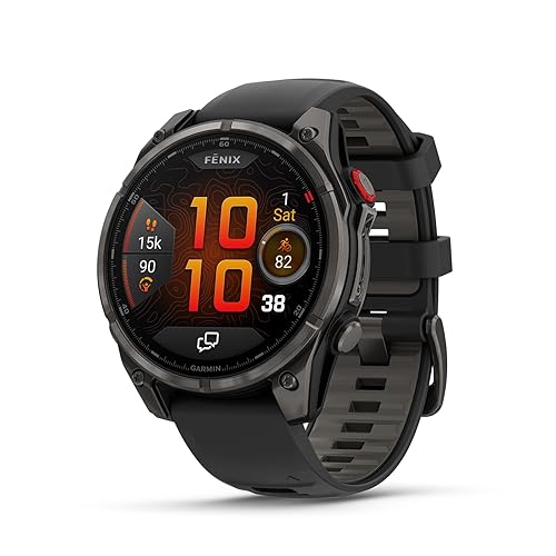 Garmin fēnix® 8 Pro, 47mm, AMOLED Display, Premium Connected Multisport GPS Smartwatch, inReach® Technology, Sapphire, Carbon Gray DLC Titanium with Black/Pebble Gray Silicone Band - Carbon Gray - 47mm