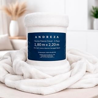 Manta Cobertor Fleece Casal Andreza Enxovais 1,80 x 2,20 m (Branca)