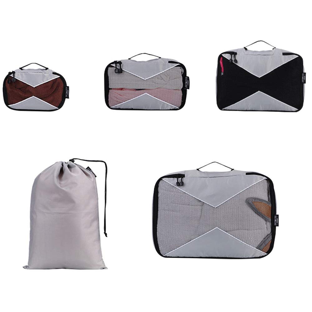 ACiyD Packing Organizers Packing 5 Set Reisegepäck Organizer Tasche Kompressionsbeutel für Reisezubehör (Color : Grey, Size : Free Size) (Gray Free Size)