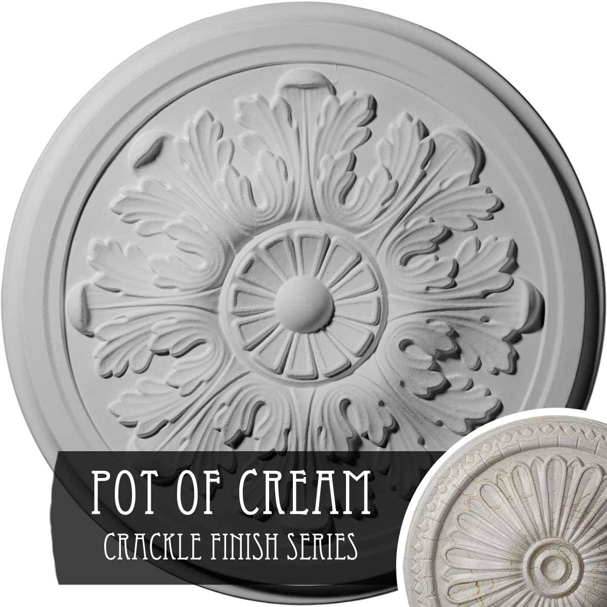❤ Crazy Deals Ekena Millwork CM12LEPCC Legacy Acanthus Ceiling Medallion, 12 3/4OD x 7/8P (Fits Canopies up to 3 1/2), Hand-Painted Pot of Cream Crackle