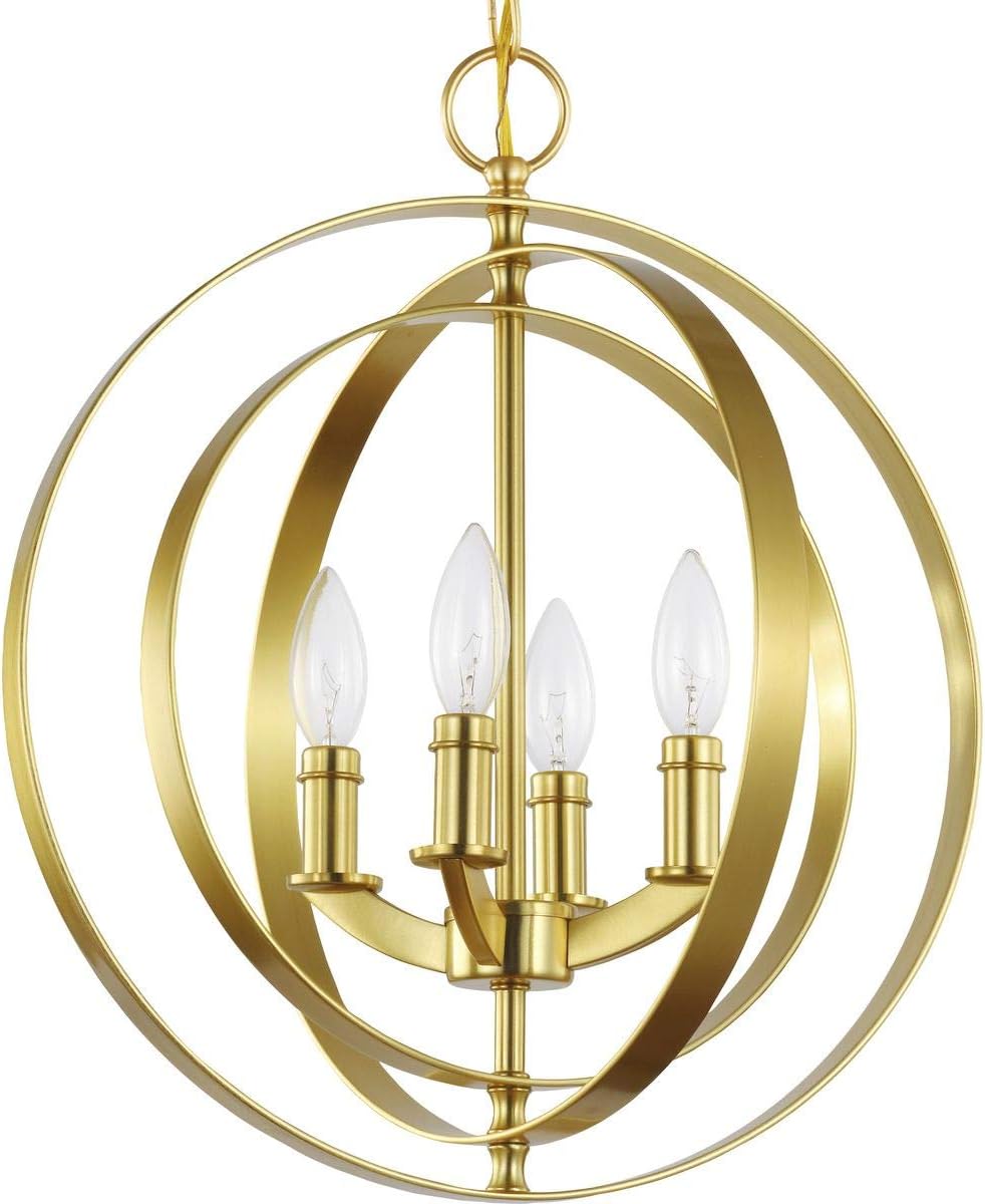Progress Lighting Equinox Collection 4-Light Satin Brass New Traditional Sphere Pendant Light