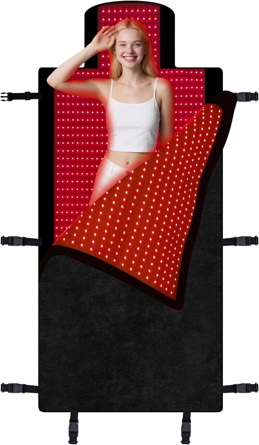 Red Light Therapy Mat Full Body 74.8"x33.6", Infrared Red Light Therapy Blanket with 2630 LEDs, 660nm & 850nm Dual Wavelength, Pulse Modes, Timer & Intensity Control