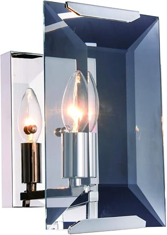 ELEGANT Urban Classic Monaco 1-Light Metal Crystal Wall Sconce in Polished Nickel