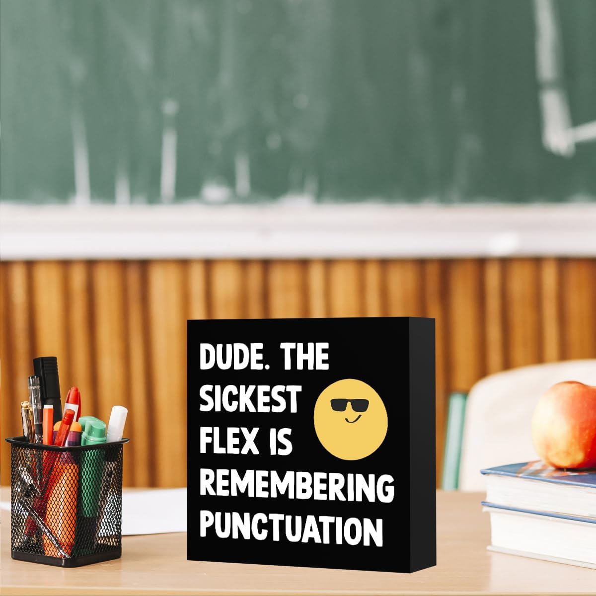 Funny Classroom Decor, English Teacher Gifts for eachers, Retro Classroom Theme Wooden Box Sign, Middle High English Math Music Class Wood Decor image 2
