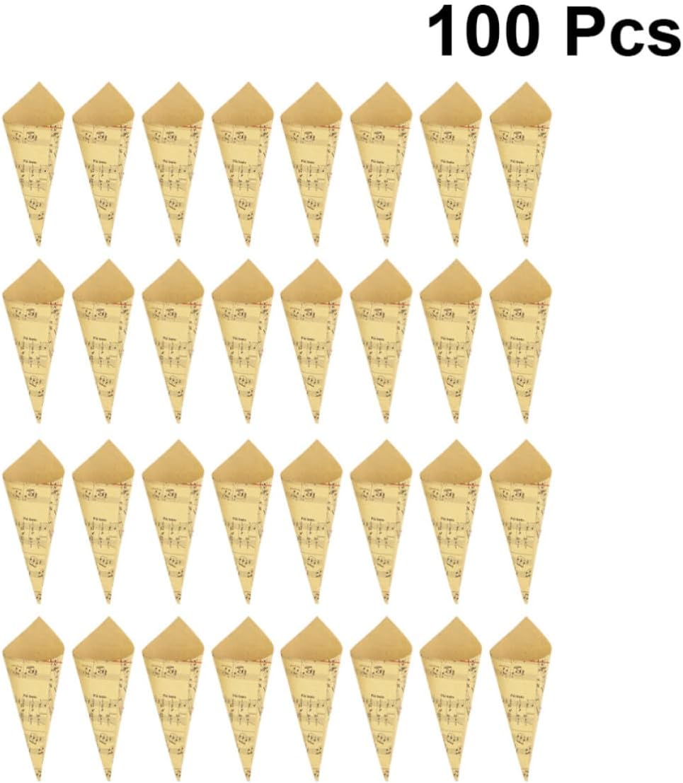 100pcs DIY Kraft Paper Cones Retro Flower Holder for Party New Year