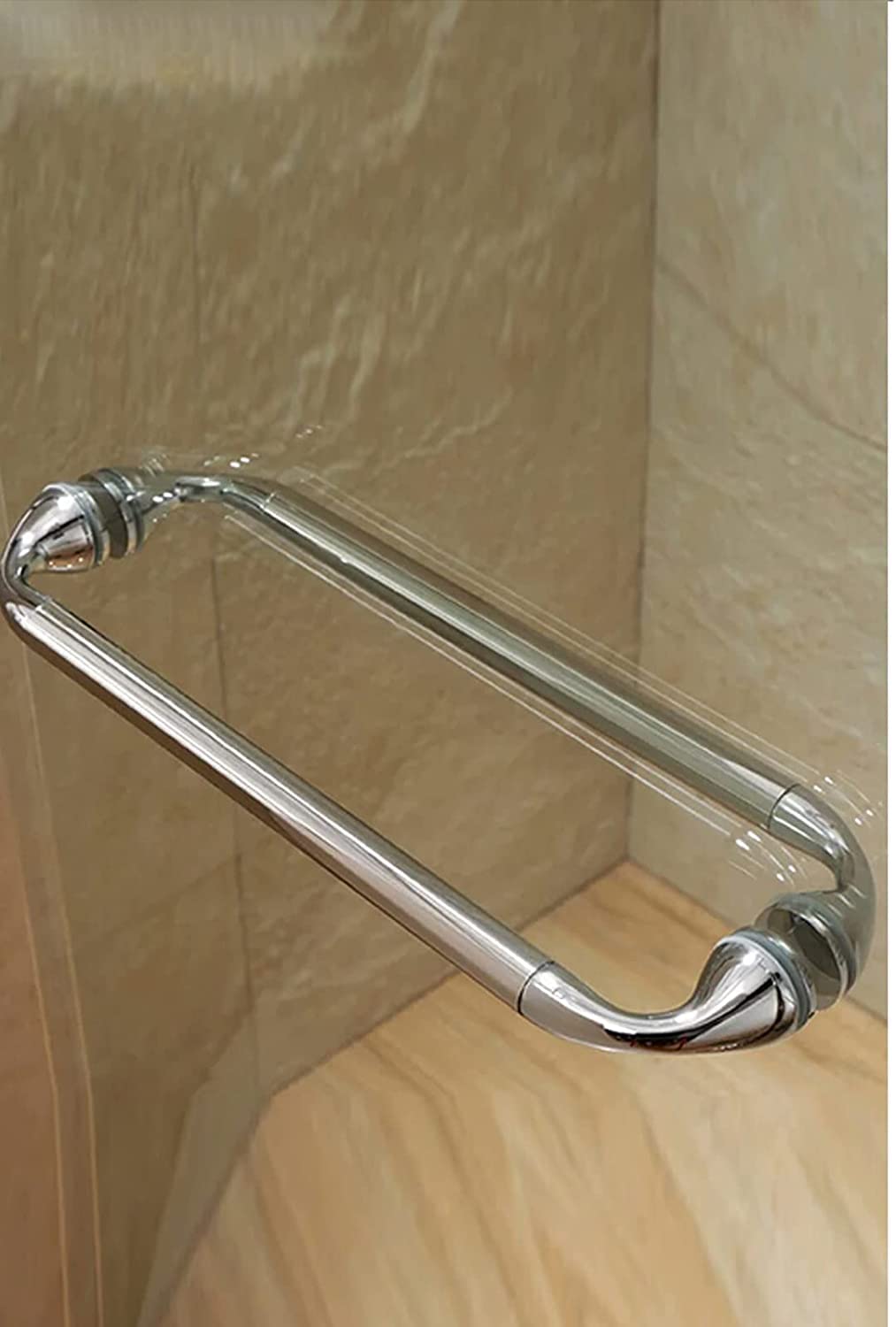 Poignée de douche inox poli 440mm au design moderne et finition miroir éclatante