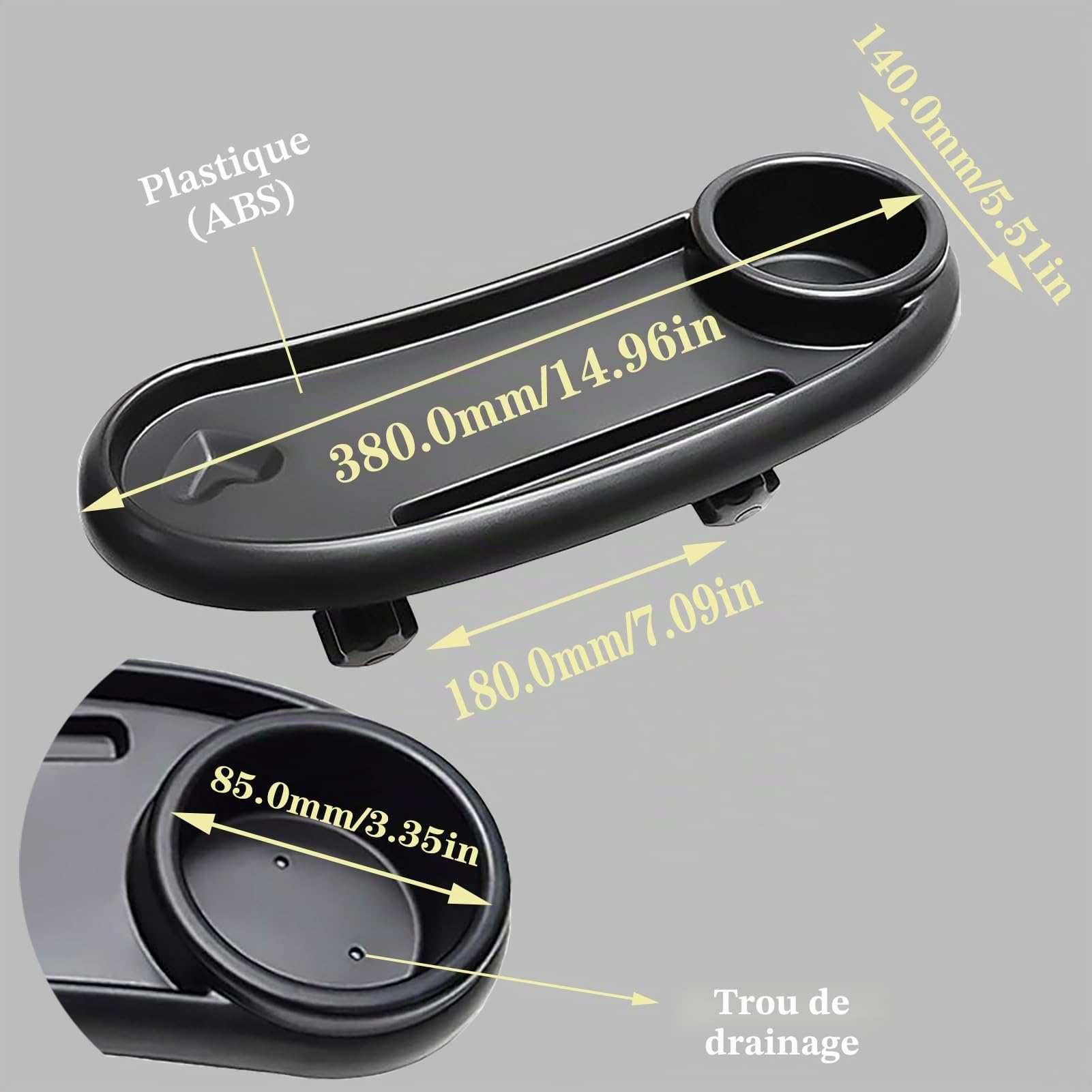 Plateau de Nourriture pour Poussette 3 en 1, Porte-gobelet, Porte-gobelet pour Poussette avec Plateau à goûter Amovible, Accessoire Universel pour Poussette pour Les Voyages