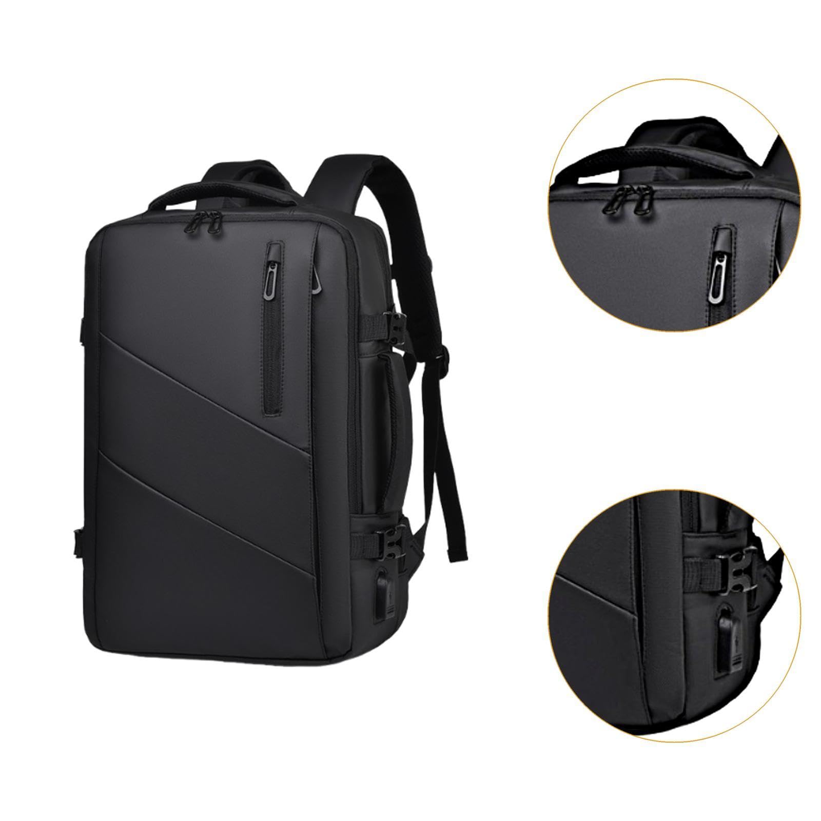 Zaino Porta PC Zaino da Viaggio Laptop Espandibile Uomo Impermeabile con Porta USB Multitasche Tessuto Oxford Adatto a Business Docenti Pendolari Week, Nero