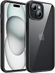JETech Case for iPhone 15 6.1-Inch, Shockproof Phone Bumper Cover, Solid Color Matte TPU Frame, Anti-Scratch Clear Back (Pink)