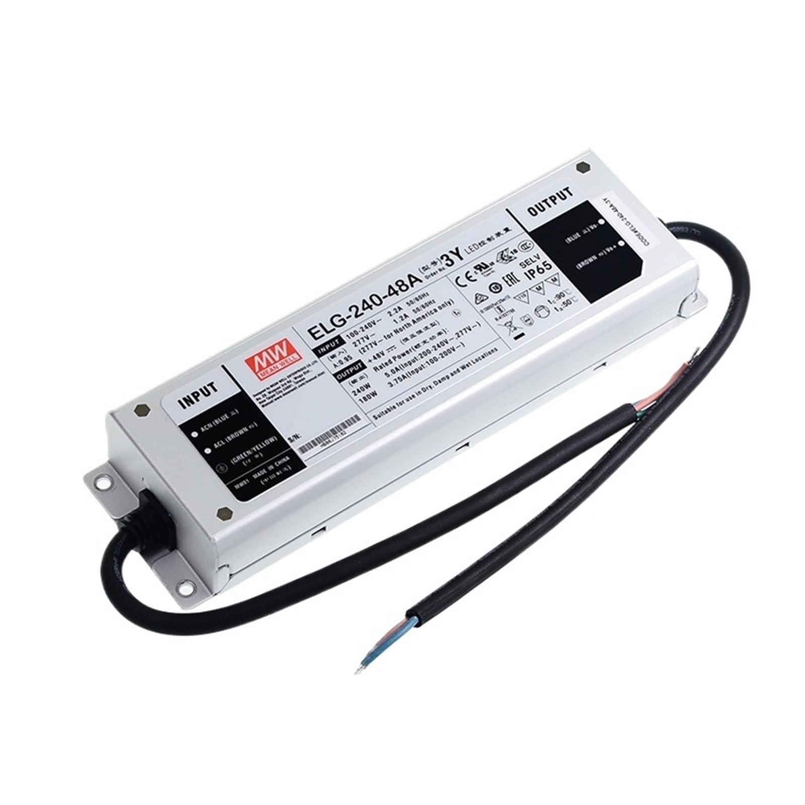 ANERTQUIH ELG-240-48AB 240W LED Dimming Power Supply 110V/220V AC to 48V DC 5A Waterproof IP65 Meanwell Adjustable Led Driver