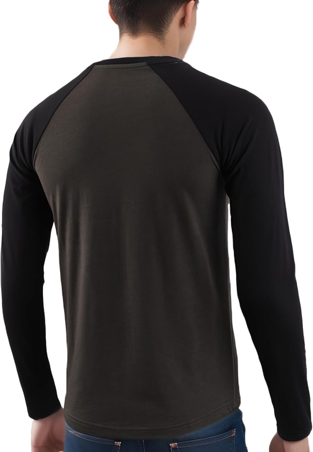 DESPLATO Men's Casual Basic Active Sports Raglan Long Sleeve Running Hiking Baseball T-Shirts Small Heather Charcoal/Black-ls