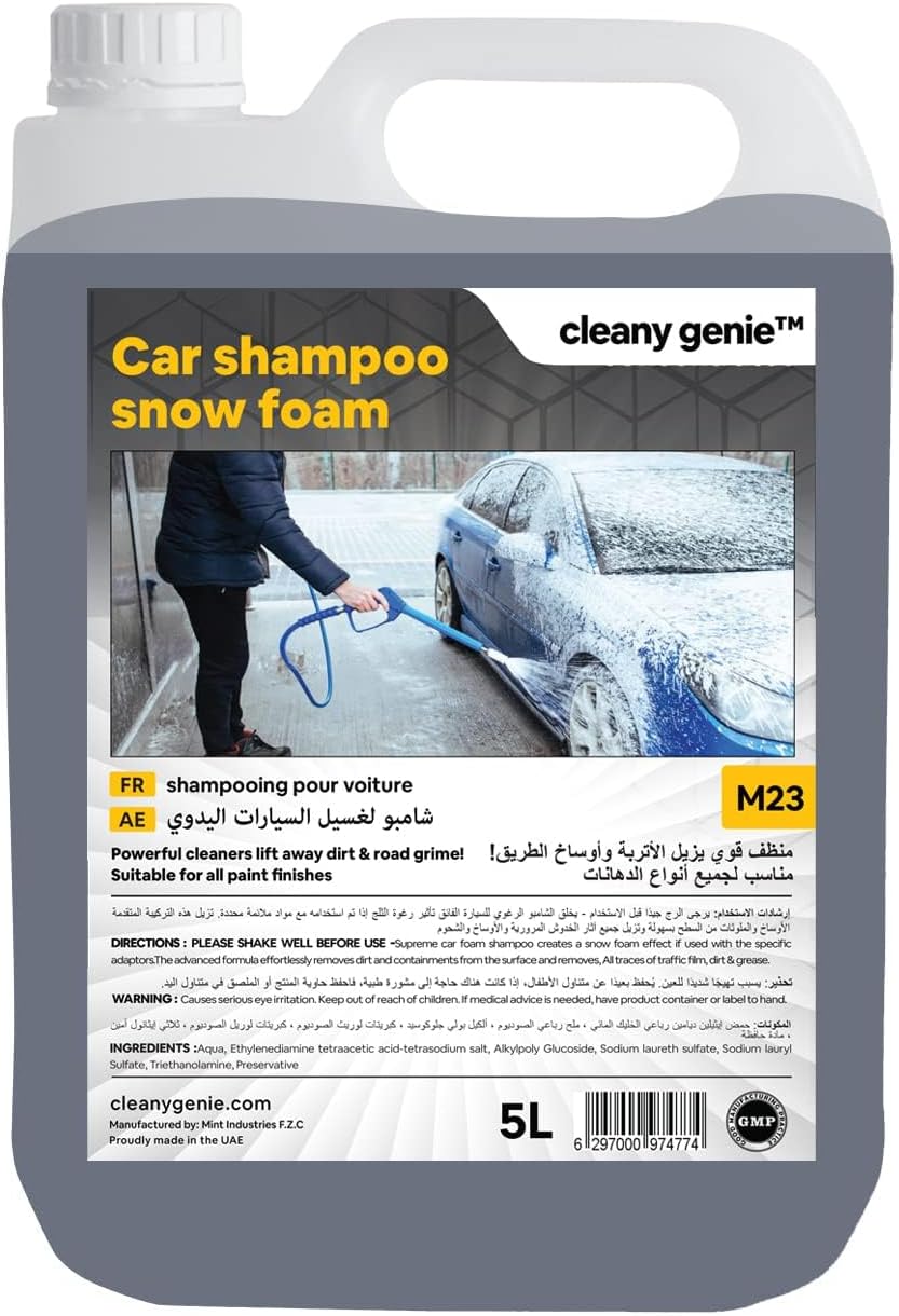 Cleaning Superstore Cleany Genie Snow Foam Car Wash Shampoo 5 Liters, M23, Pack of 1