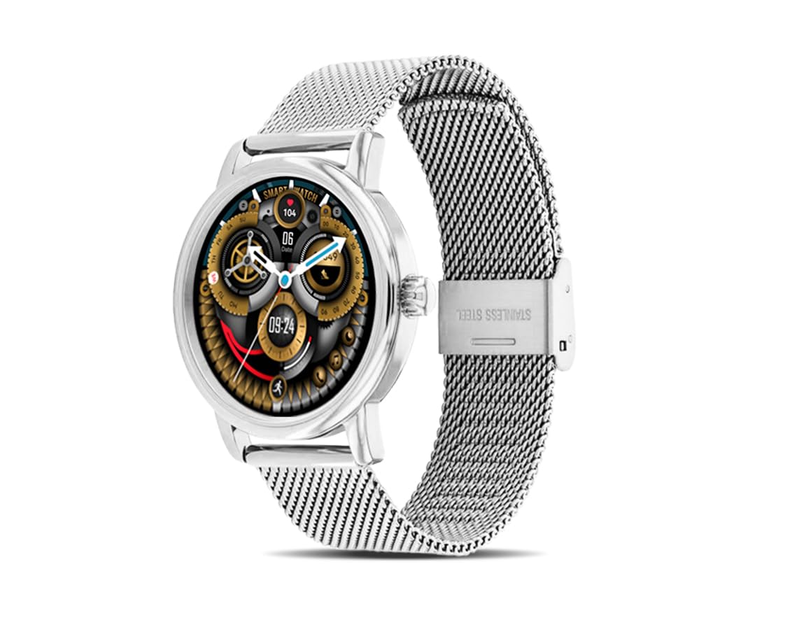 FONACC Smart Watch FirstLady Amoled 1.43" Display with Metal Strap & Multi-Sports Mode, 7 Days Battery Life, and Bluetooth Connectivity for Women (Silver)