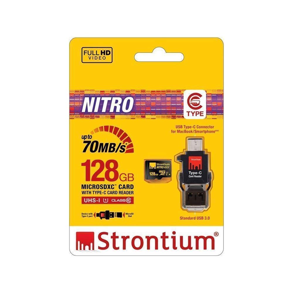 Strontium SRN128GTFU1C Scheda Micro SD 128GB - Classe 10 UHS-I - Lettore USB Incluso - Resistente Ad Acqua E Raggi X