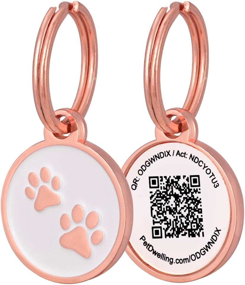 Mini Paw QR Code Pet ID Tag – Lightweight Smart Tag for Small Dogs & Cats, Scan to Contact Owner Instantly, No App Needed