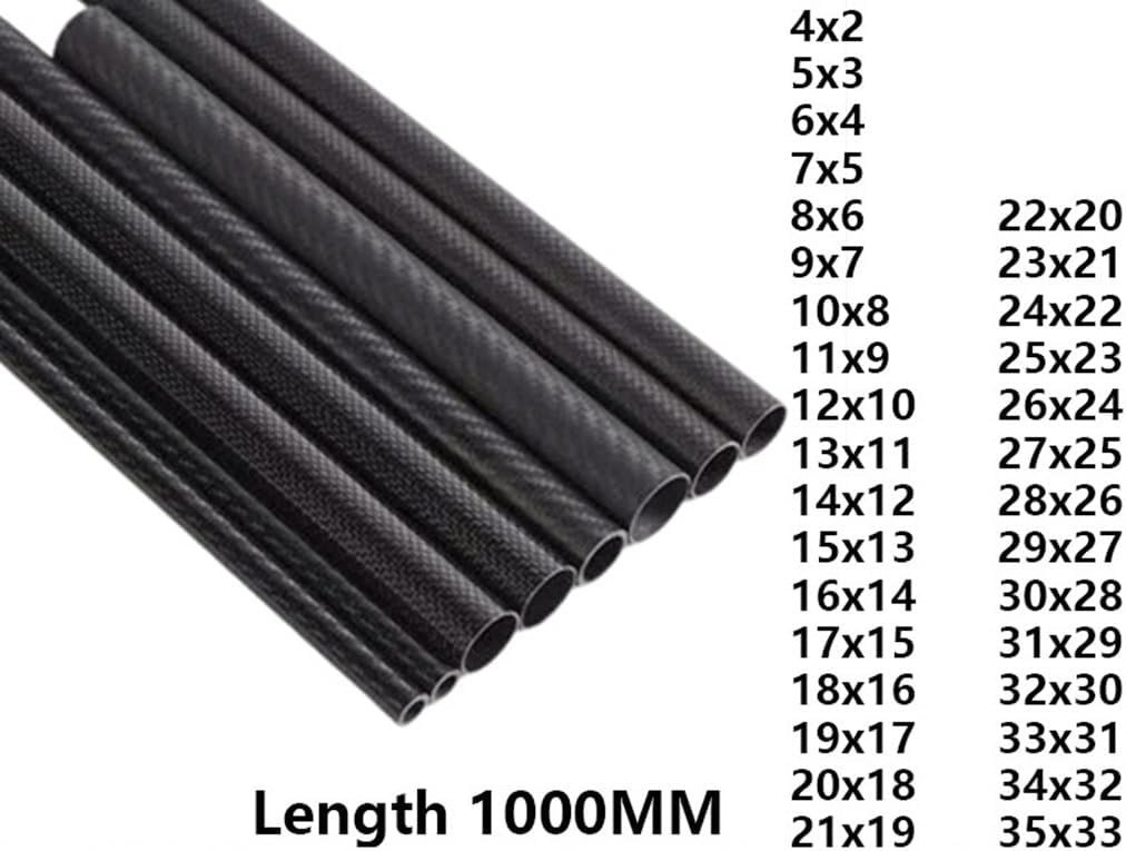 3K Carbon Fiber Tube 2PCS Length 1000MM Twill Matte Wall Thickness 1mm High Strength Full Carbon Fiber Tube, DIY Model and Kites(14x12x1000MM)