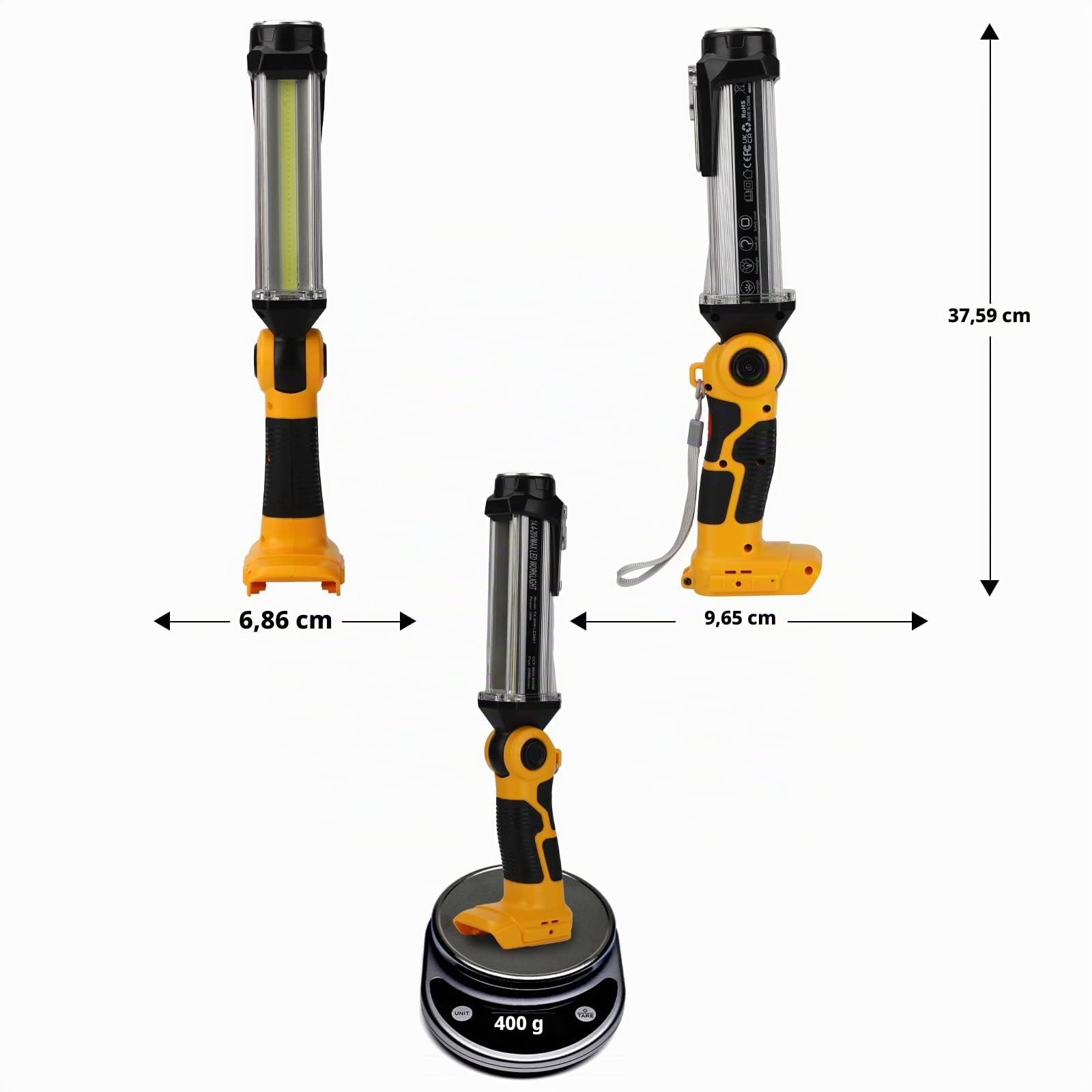 Taingwei Luz de trabajo LED de 2000 lm para batería de litio Dewalt de 18V máximo, linterna de 25 W para camping, reparación de automóviles, iluminación de emergencia y lugar de trabajo
